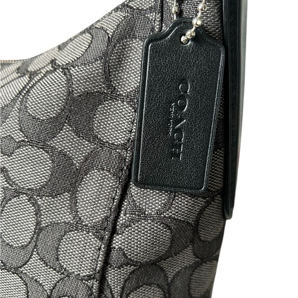 Coach East/West Celeste Hobo Black Smoke Signature Canvas Shoulder Bag F54936 - Picture 9 of 13